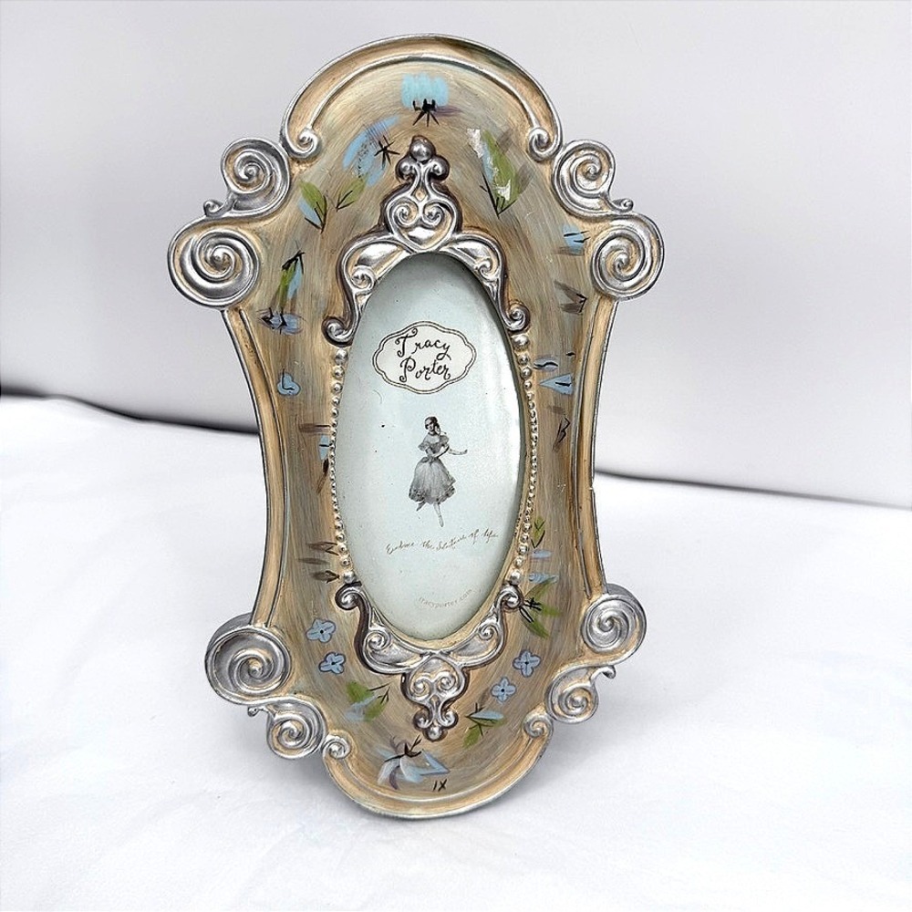 Tracy Porter April Frame Hand Painted Floral Scrollwork Cottagecore Shabby Chic